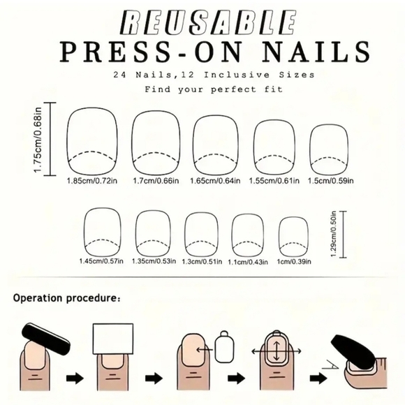 Press-on Reusable Nails in Blue Easter Floral - Picture 6 of 7